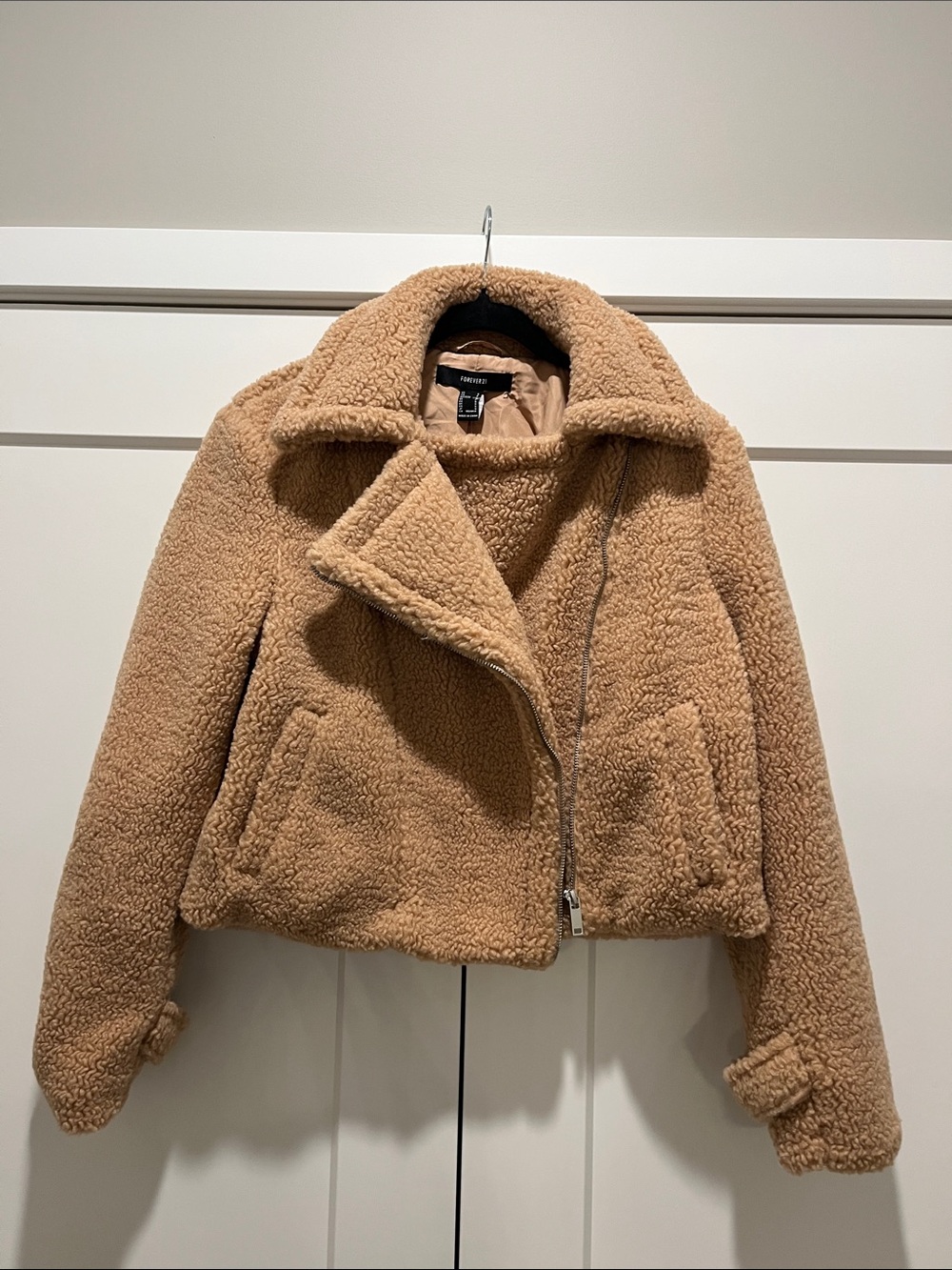 Forever 21 Teddy Moto Jacket - Camel